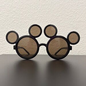 Tokyo Disney Mickey-Style Round Sunglasses in Black and Brown Lenses